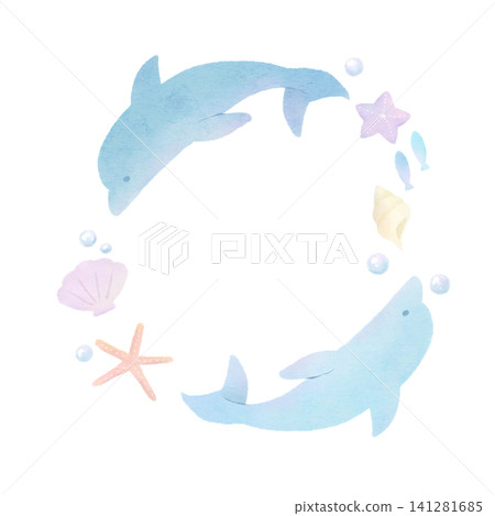 柔和的水彩海洋生物插圖 141281685