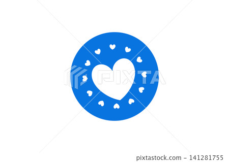 Heart Icon Badge With Small Hearts Circle Emblem Representing Love, Romance and Affection Symbol Heart Icon Badge With Small Hearts Circle Emblem Representing Love, Romance and Affection Symbol 141281755