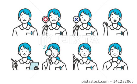 Vector illustration of a nurse holding a checkmark or cross sign / Doctor / Nurse Vector illustration of a nurse holding a checkmark or cross sign / Doctor / Nurse 141282063