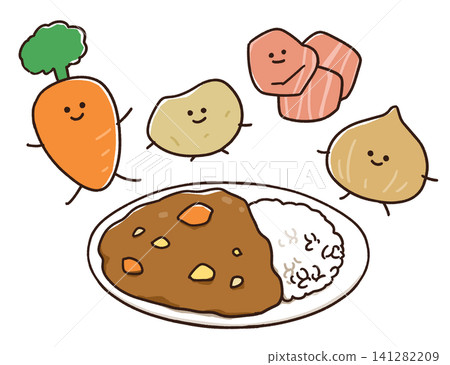 咖哩及其配料的插圖 咖哩及其配料的插圖 141282209