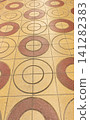 Geometric patterns and circular textures of retro Showa-era tile flooring. 141282383