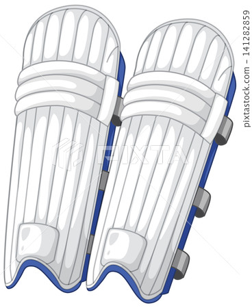 Pair of White Cricket Batting Pads Vector Illustration on White Background Pair of White Cricket Batting Pads Vector Illustration on White Background 141282859