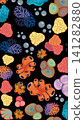 Colorful Tropical Coral Reef and Sea Life Vector Illustration Pattern 141282880