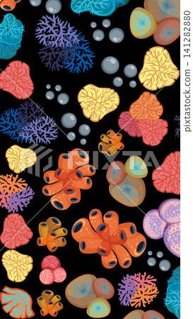 Colorful Tropical Coral Reef and Sea Life Vector Illustration Pattern Colorful Tropical Coral Reef and Sea Life Vector Illustration Pattern 141282880