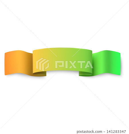 Gradient ribbon scroll element with blank panel and curled ends Gradient ribbon scroll element with blank panel and curled ends 141283347
