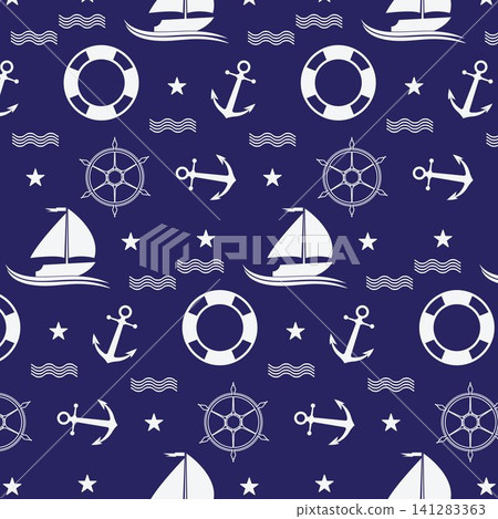 Nautical or marine seamless patterns background, Nautical Pattern Vector Art,icon & Graphics Nautical or marine seamless patterns background, Nautical Pattern Vector Art,icon & Graphics 141283363
