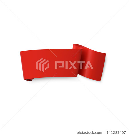 Red curved ribbon 3D vector element Red curved ribbon 3D vector element 141283407