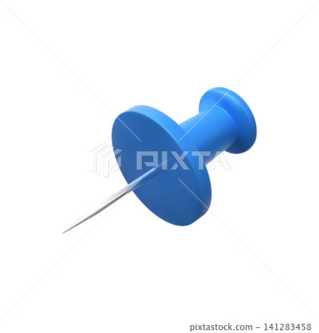 Glossy blue pushpin 3D vector illustration element Glossy blue pushpin 3D vector illustration element 141283458
