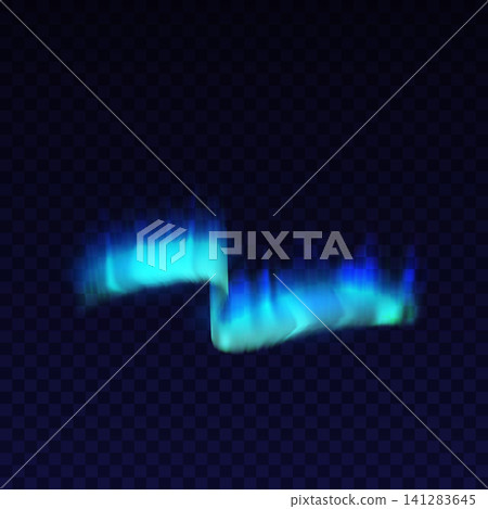 Aurora Borealis in bright neon blue and turquoise tones on a transparent dark background. Aurora Borealis in bright neon blue and turquoise tones on a transparent dark background. 141283645