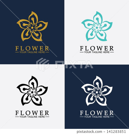Flower logo vector illustration design template 141283851