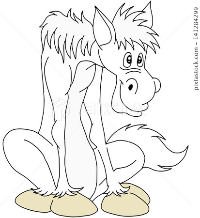Hand-drawn animal illustration ☆ White horse Hand-drawn animal illustration ☆ White horse 141284299