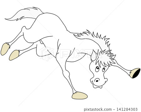 Hand-drawn animal illustration ☆ White horse Hand-drawn animal illustration ☆ White horse 141284303
