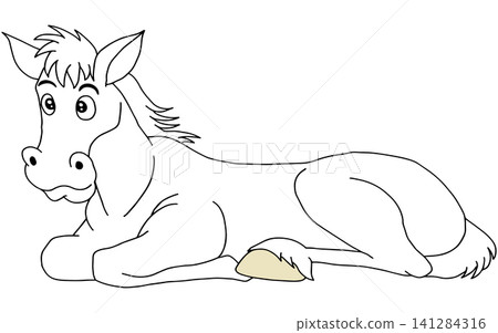 Hand-drawn animal illustration ☆ White horse Hand-drawn animal illustration ☆ White horse 141284316