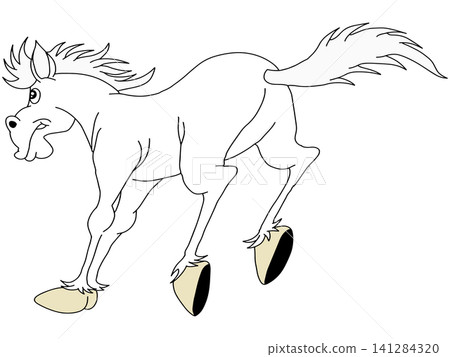 手繪動物插畫☆白馬 141284320