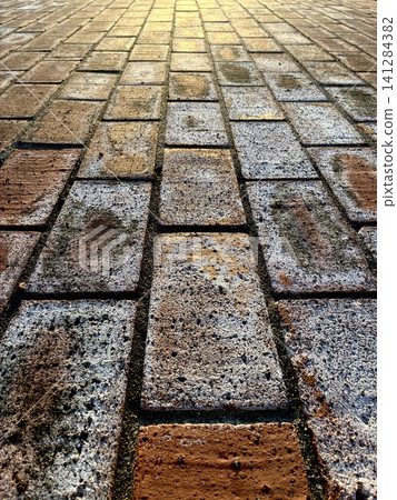 "The brick texture and beautiful perspective captured from a low angle." 141284382