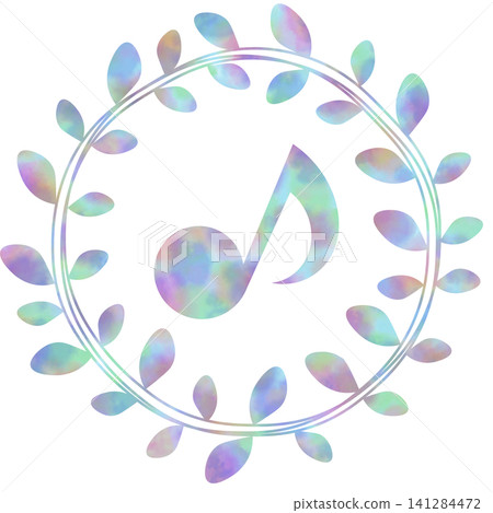 一幅帶有精美水彩圖案的音符圖示插圖。 一幅帶有精美水彩圖案的音符圖示插圖。 141284472