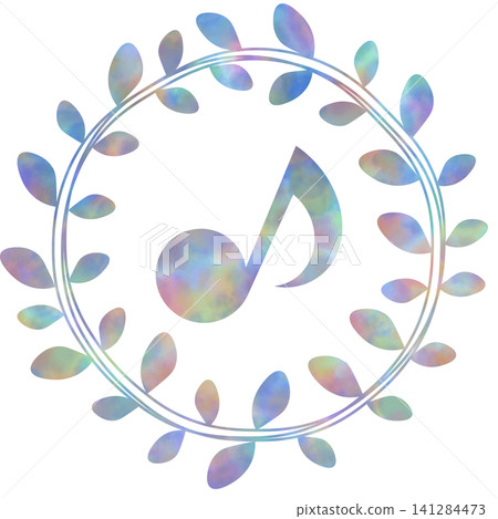 An illustration of a musical note icon with a beautiful watercolor pattern. An illustration of a musical note icon with a beautiful watercolor pattern. 141284473