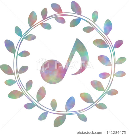 An illustration of a musical note icon with a beautiful watercolor pattern. An illustration of a musical note icon with a beautiful watercolor pattern. 141284475