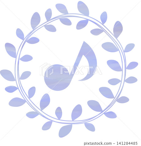 An illustration of a musical note icon with a beautiful watercolor pattern. An illustration of a musical note icon with a beautiful watercolor pattern. 141284485