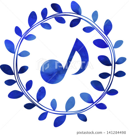 An illustration of a musical note icon with a beautiful watercolor pattern. An illustration of a musical note icon with a beautiful watercolor pattern. 141284498
