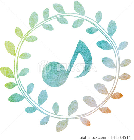 An illustration of a musical note icon with a beautiful watercolor pattern. An illustration of a musical note icon with a beautiful watercolor pattern. 141284515