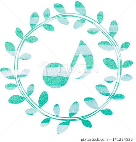 An illustration of a musical note icon with a beautiful watercolor pattern. An illustration of a musical note icon with a beautiful watercolor pattern. 141284522