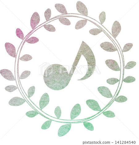 An illustration of a musical note icon with a beautiful watercolor pattern. An illustration of a musical note icon with a beautiful watercolor pattern. 141284540