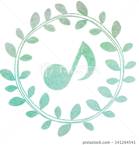 An illustration of a musical note icon with a beautiful watercolor pattern. An illustration of a musical note icon with a beautiful watercolor pattern. 141284541