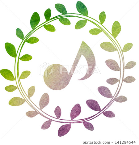 An illustration of a musical note icon with a beautiful watercolor pattern. An illustration of a musical note icon with a beautiful watercolor pattern. 141284544