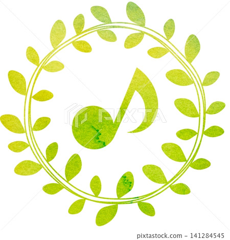An illustration of a musical note icon with a beautiful watercolor pattern. An illustration of a musical note icon with a beautiful watercolor pattern. 141284545