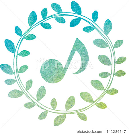 An illustration of a musical note icon with a beautiful watercolor pattern. An illustration of a musical note icon with a beautiful watercolor pattern. 141284547