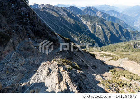 Scenery from the climbing route to Yushan, Taiwan's highest peak. Scenery from the climbing route to Yushan, Taiwan's highest peak. 141284678