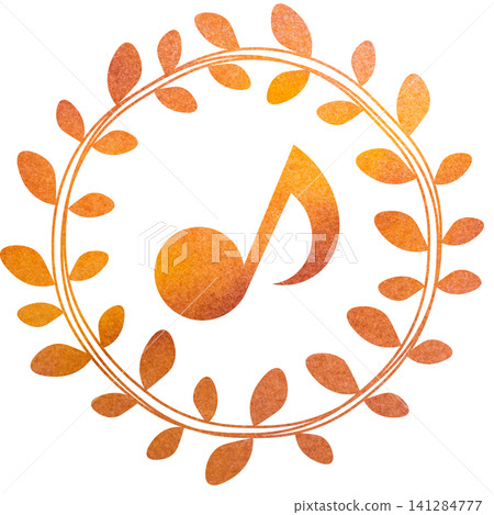 An illustration of a musical note icon with a beautiful watercolor pattern. An illustration of a musical note icon with a beautiful watercolor pattern. 141284777