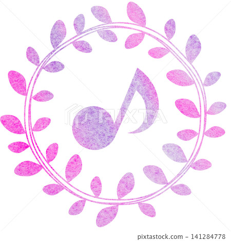 An illustration of a musical note icon with a beautiful watercolor pattern. An illustration of a musical note icon with a beautiful watercolor pattern. 141284778