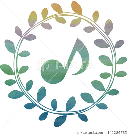 An illustration of a musical note icon with a beautiful watercolor pattern. An illustration of a musical note icon with a beautiful watercolor pattern. 141284785