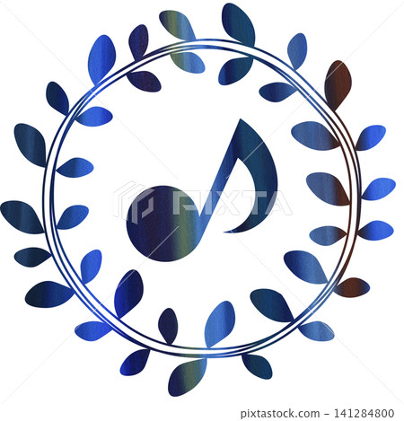 An illustration of a musical note icon with a beautiful watercolor pattern. An illustration of a musical note icon with a beautiful watercolor pattern. 141284800