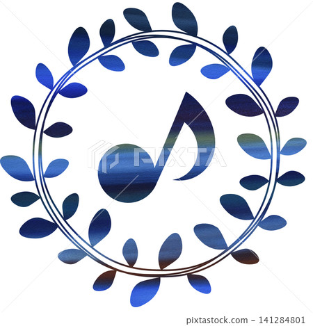 An illustration of a musical note icon with a beautiful watercolor pattern. An illustration of a musical note icon with a beautiful watercolor pattern. 141284801