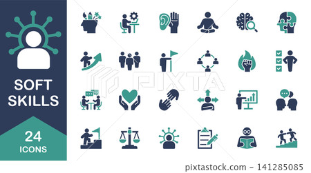 A set of icons for soft skills (communication and teamwork). 141285085