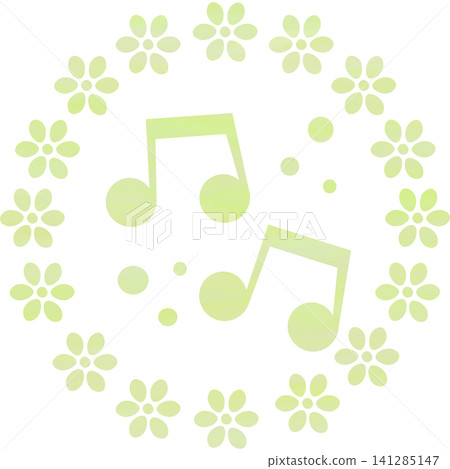 An illustration of a musical note icon with a beautiful watercolor pattern. An illustration of a musical note icon with a beautiful watercolor pattern. 141285147