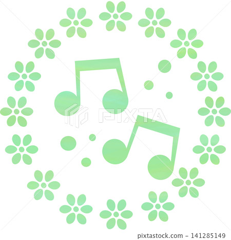An illustration of a musical note icon with a beautiful watercolor pattern. An illustration of a musical note icon with a beautiful watercolor pattern. 141285149