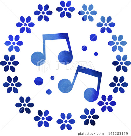 An illustration of a musical note icon with a beautiful watercolor pattern. An illustration of a musical note icon with a beautiful watercolor pattern. 141285159