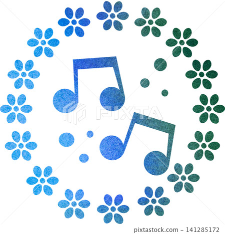An illustration of a musical note icon with a beautiful watercolor pattern. An illustration of a musical note icon with a beautiful watercolor pattern. 141285172