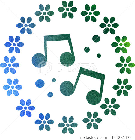 An illustration of a musical note icon with a beautiful watercolor pattern. An illustration of a musical note icon with a beautiful watercolor pattern. 141285173