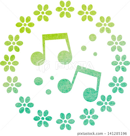 An illustration of a musical note icon with a beautiful watercolor pattern. An illustration of a musical note icon with a beautiful watercolor pattern. 141285196