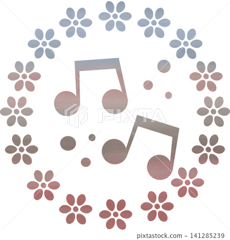 An illustration of a musical note icon with a beautiful watercolor pattern. An illustration of a musical note icon with a beautiful watercolor pattern. 141285239