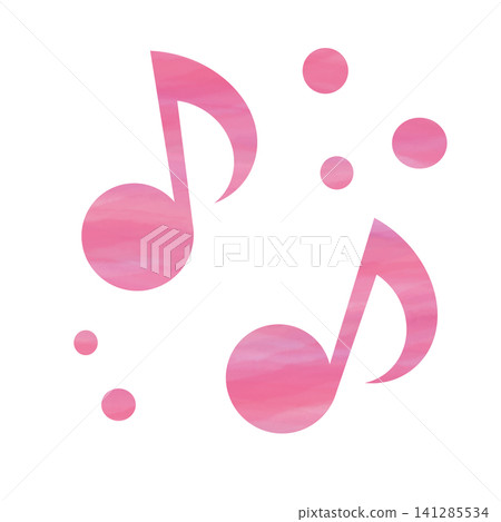 An illustration of a musical note icon with a beautiful watercolor pattern. 141285534