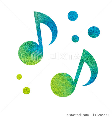 An illustration of a musical note icon with a beautiful watercolor pattern. 141285562