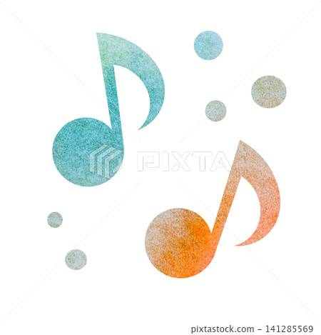 An illustration of a musical note icon with a beautiful watercolor pattern. 141285569