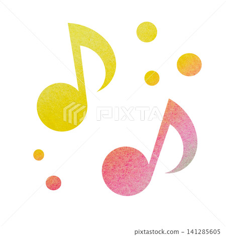 An illustration of a musical note icon with a beautiful watercolor pattern. An illustration of a musical note icon with a beautiful watercolor pattern. 141285605