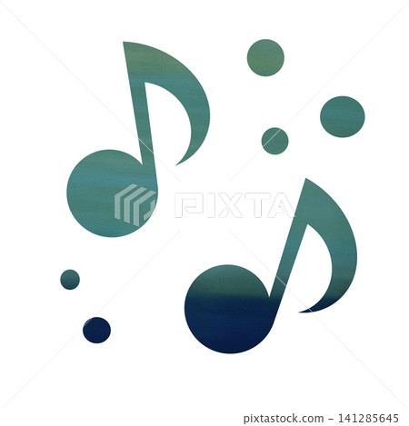 An illustration of a musical note icon with a beautiful watercolor pattern. 141285645